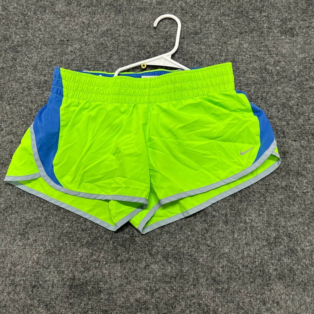 Nike Shorts Womens Size M Neon Green Blue Dri-Fit Running Athletic Performance